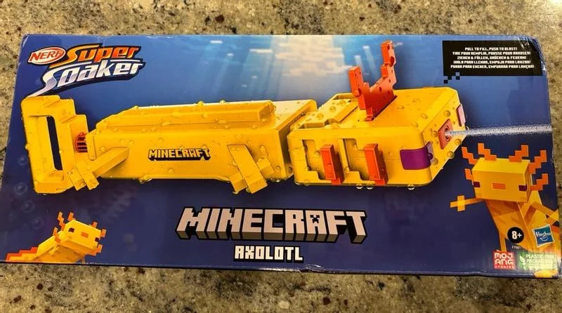 Nerf Super Soaker Minecraft “Axolotl” – Pistola ad Acqua Originale (Seconda mano mai aperta)